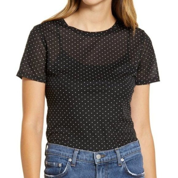 HALOGEN - Crewneck Mesh Top - Picture 1 of 3